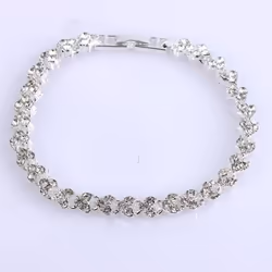 Magnetic Therapy Bracelet Beads Health Care Weight Loss Jewelry Women's Crystal - silver