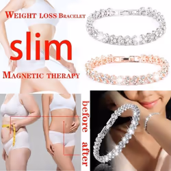 Magnetic Therapy Bracelet Beads Health Care Weight Loss Jewelry Women&apos;s Crystal - silver