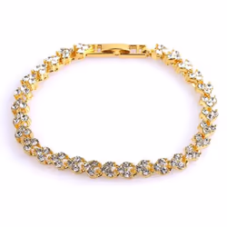 Magnetic Therapy Bracelet Beads Health Care Weight Loss Jewelry Women&apos;s Crystal - gold