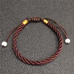 Lucky Charm Bracelets & Bangles For Women Men Handmade Knots Rope Budda Bracelet - brown