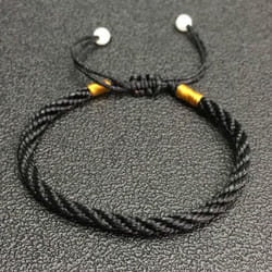 Lucky Charm Bracelets & Bangles For Women Men Handmade Knots Rope Budda Bracelet - black