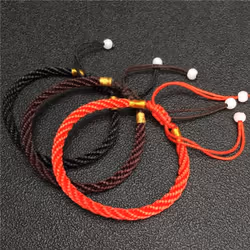 Lucky Charm Bracelets & Bangles For Women Men Handmade Knots Rope Budda Bracelet - black