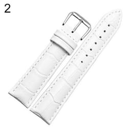 Ladies Men And Women Pleasant Leather Watchband Buckle Belt Black Brown White - white, 20mm