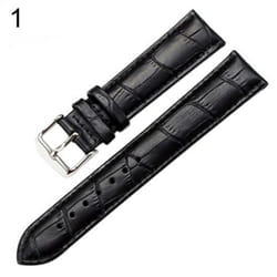 Ladies Men And Women Pleasant Leather Watchband Buckle Belt Black Brown White - black, 22mm