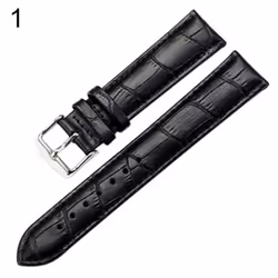 Ladies Men And Women Pleasant Leather Watchband Buckle Belt Black Brown White - black, 18mm