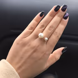 Engagement Rings For Women Adjustable Open Cuff Imitation Pearl Ring Gifts For Women Girls Silver Gold Color Hand Jewelry - gold