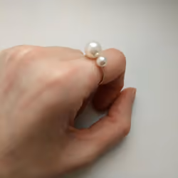 Engagement Rings For Women Adjustable Open Cuff Imitation Pearl Ring Gifts For Women Girls Silver Gold Color Hand Jewelry - silver