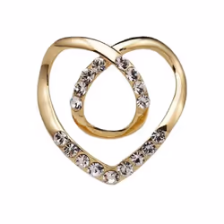 Women Metal Rhinestone Scarf Heart Scarf Brooch Clip T-shirt E7u0 - gold