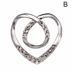 Women Metal Rhinestone Scarf Heart Scarf Brooch Clip T-shirt E7u0 - white