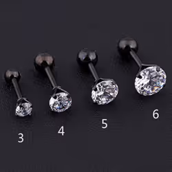 1pc Stainless Steel Crystal Zircon Ear Studs Earrings For Women/men 4 Prong Tragus Cartilage Piercing Jewelry - black, 4mm