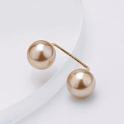 Simple Double Pearl Brooch Anti-glare Buckle Neckline Cardigan Pearl Buckle Pin Fixed Clothes Elegant Brooch Ladies Jewelry - champagne