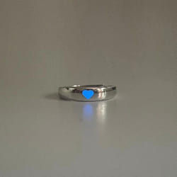 Fashion Blue Love Heart Luminous Ring For Women Men Fluorescent Ring Glow In Dark Adjustable Pair Finger Rings Jewelry Gifts - blue