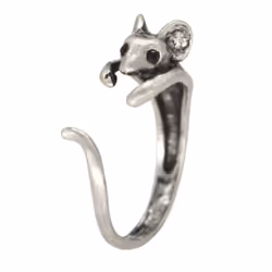 Punk Mouse Animal Wrap Ring Punk Mice Vintage Retro Rings For Women Anel Boho Chic Mouse Ring Men Jewelry - silver