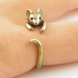 Punk Mouse Animal Wrap Ring Punk Mice Vintage Retro Rings For Women Anel Boho Chic Mouse Ring Men Jewelry - gold