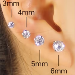 1pc Stainless Steel Crystal Zircon Ear Studs Earrings For Women/men 4 Prong Tragus Cartilage Piercing Jewelry - gold, 4mm