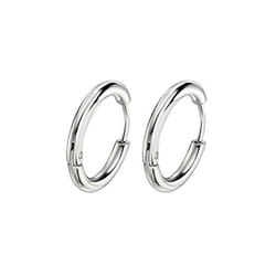 Unisex Hoop Earrings Gold Silver Color Colorful Round Ear Rings For Women Men Ear Clips European Hoops Earring - silver, 10mm