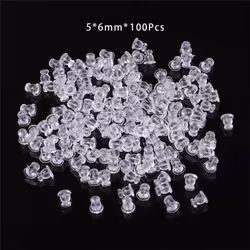 10-100pcs/bag Silicone Transparent Stud Earrings Earplugs For Diy Earrings Jewelry Making Accessories - clear, 6x5mm 100pcs