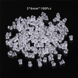 10-100pcs/bag Silicone Transparent Stud Earrings Earplugs For Diy Earrings Jewelry Making Accessories - clear, 6x5mm 100pcs