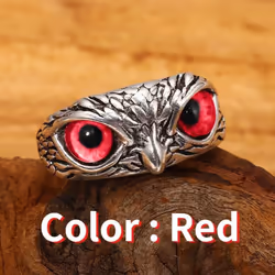 Fashion Demon Eye Owl Ring Adjustable Rings For Women And Men Retro Animal Ring Party Jewelry Anniversary Gifts - red