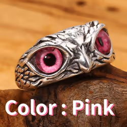 Fashion Demon Eye Owl Ring Adjustable  Rings For Women And Men Retro Animal Ring Party Jewelry Anniversary Gifts - red