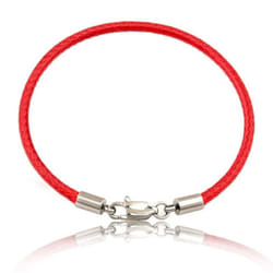 Bracelet Rope Braided Leather Bracelet Wristband Lobster Clasp Beads Diy Jewelry - red