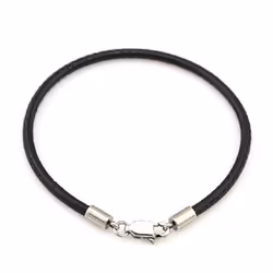 Bracelet Rope Braided Leather Bracelet Wristband Lobster Clasp Beads Diy Jewelry - black
