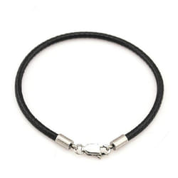 Bracelet Rope Braided Leather Bracelet Wristband Lobster Clasp Beads Diy Jewelry - black