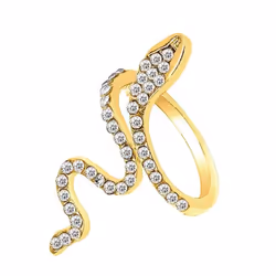 Open Snake Ring Adjustable Animal Rings Reptile For Men Women Fashion Punk Boy Girl Birthday Jewelry Gifts - gold