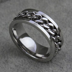 Punk Men&apos;s Women&apos;s Chain Inlaid Finger Ring Jewelry Charm - 6
