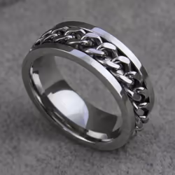 Punk Men&apos;s Women&apos;s Chain Inlaid Finger Ring Jewelry Charm - 7