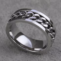 Punk Men&apos;s Women&apos;s Chain Inlaid Finger Ring Jewelry Charm - 7