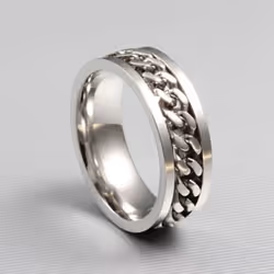 Punk Men&apos;s Women&apos;s Chain Inlaid Finger Ring Jewelry Charm - 7