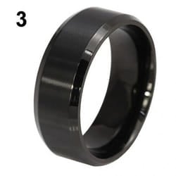 8mm Men&apos;s Women&apos;s Fashion Titanium Steel Polished Band Ring Wedding Jewelry - black, US 5