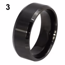 8mm Men's Women's Fashion Titanium Steel Polished Band Ring Wedding Jewelry - black, US 11