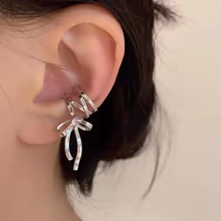 Pink Butterfly Ear Cuff Earrings For Women Girls Fashion Bowknot No Piercing Clips Earring Fake Piercing Ballet Clip On - as the picture, Leftâ1PCS