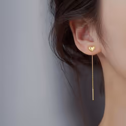 Minimalist Heart Long Tassel Earrings Gold Silver Color Small Love Ear Line Piercing Earrings Korean Long Chain Earrings Wome ...