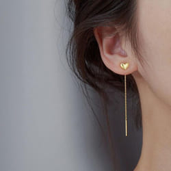 Minimalist Heart Long Tassel Earrings Gold Silver Color Small Love Ear Line Piercing Earrings Korean Long Chain Earrings Women - gold
