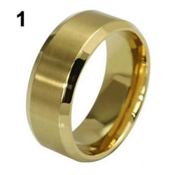 8mm Men&apos;s Women&apos;s Fashion Titanium Steel Polished Band Ring Wedding Jewelry - golden, US 7