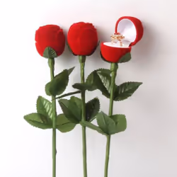 Red Rose Jewelry Box Wedding Ring Earrings Storage Display Holder Gift Box
