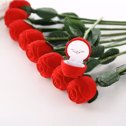 Red Rose Jewelry Box Wedding Ring Earrings Storage Display Holder Gift Box