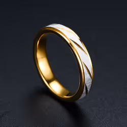 1pcs New Gold Color Ring Stainless Steel Couple Ring Fashion Batch Striped Ring Jewelry - woman-6