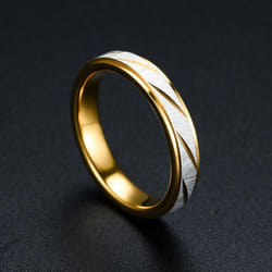 1pcs New Gold Color Ring Stainless Steel Couple Ring Fashion Batch Striped Ring Jewelry - woman-11