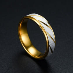 1pcs New Gold Color Ring Stainless Steel Couple Ring Fashion Batch Striped Ring Jewelry - men-6