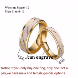 1pcs New Gold Color Ring Stainless Steel Couple Ring Fashion Batch Striped Ring Jewelry - woman-10