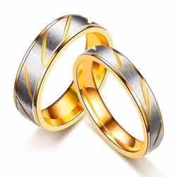 1pcs New Gold Color Ring Stainless Steel Couple Ring Fashion Batch Striped Ring Jewelry - woman-10