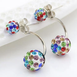 1 Pair Women Fashion Earrings Hypoallergenic Shaba Ball Ear Studs Dangle Gift For Women - multicolor
