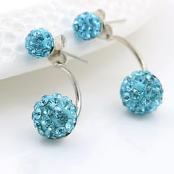 1 Pair Women Fashion Earrings Hypoallergenic Shaba Ball Ear Studs Dangle Gift For Women - sky blue