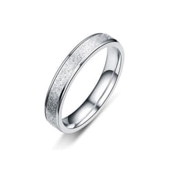 Rose Gold Silver Color Stainless Steel Frosted Couple Rings For Women Men Titanium Steel Ring Lovers &apos;s Rings Wedding Jewelry - silver, 9