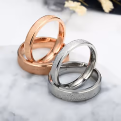 Rose Gold Silver Color Stainless Steel Frosted Couple Rings For Women Men Titanium Steel Ring Lovers &apos;s Rings Wedding Jewelry - silver, 9