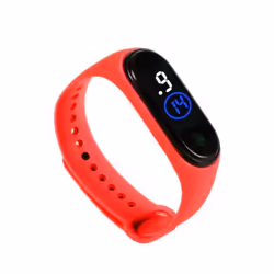Stylish Shock Resistant Comfortable Unisex Led Digital Display Wristwatch For Children - red